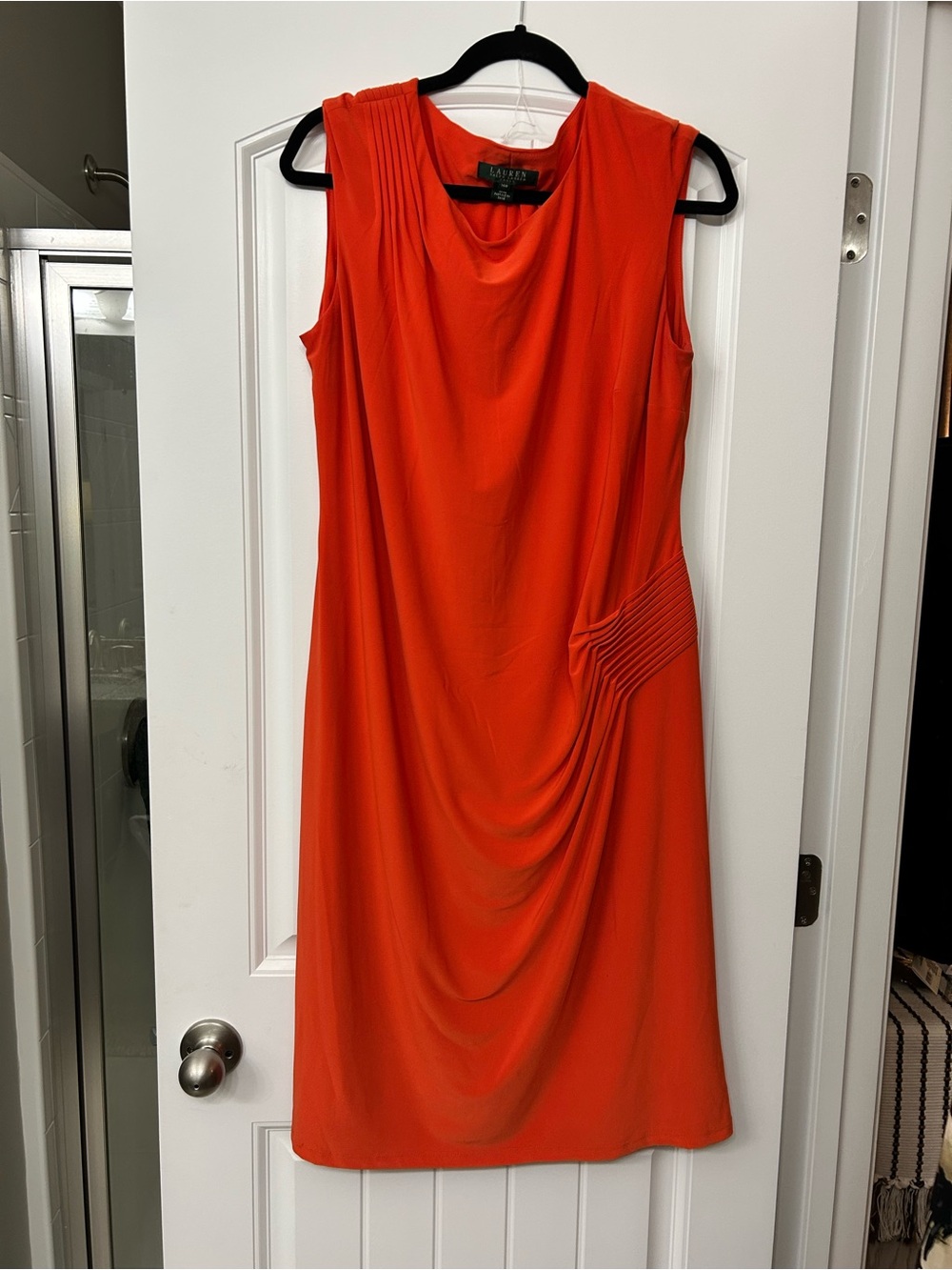 Lauren Ralph Lauren Bright Orange Sleeveless Midi Dress